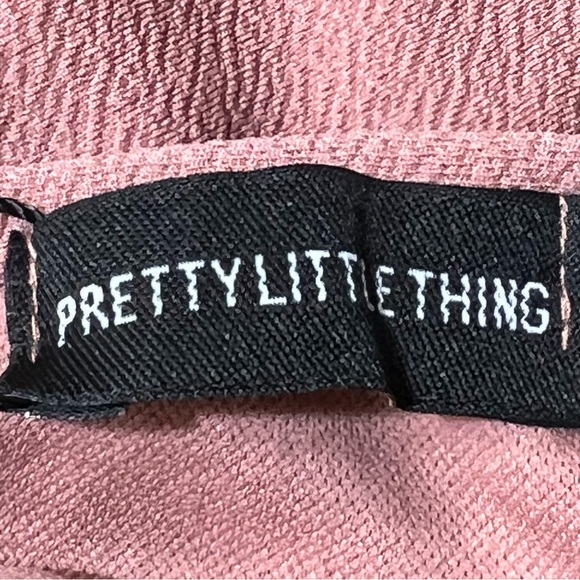 PrettyLittleThing Dress Bell Ruffled Sleeve Pink Stretch Party - Picture 6 of 11